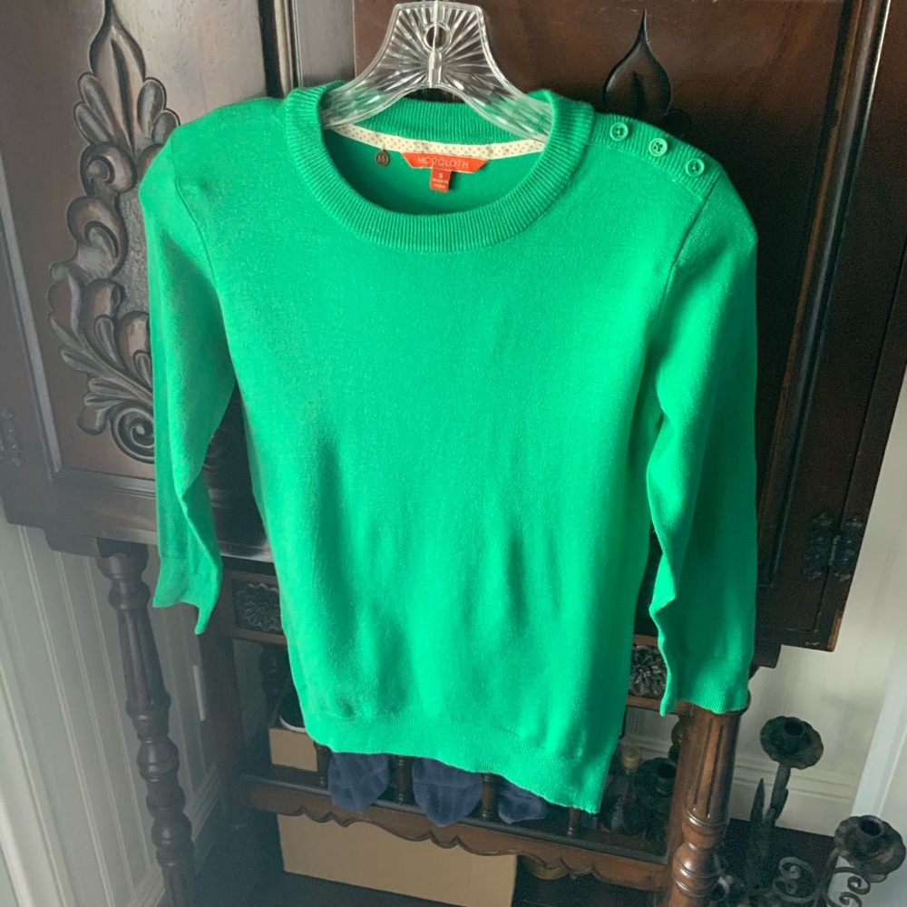 ModCloth Charter School Short Sleeve Sweater Green
